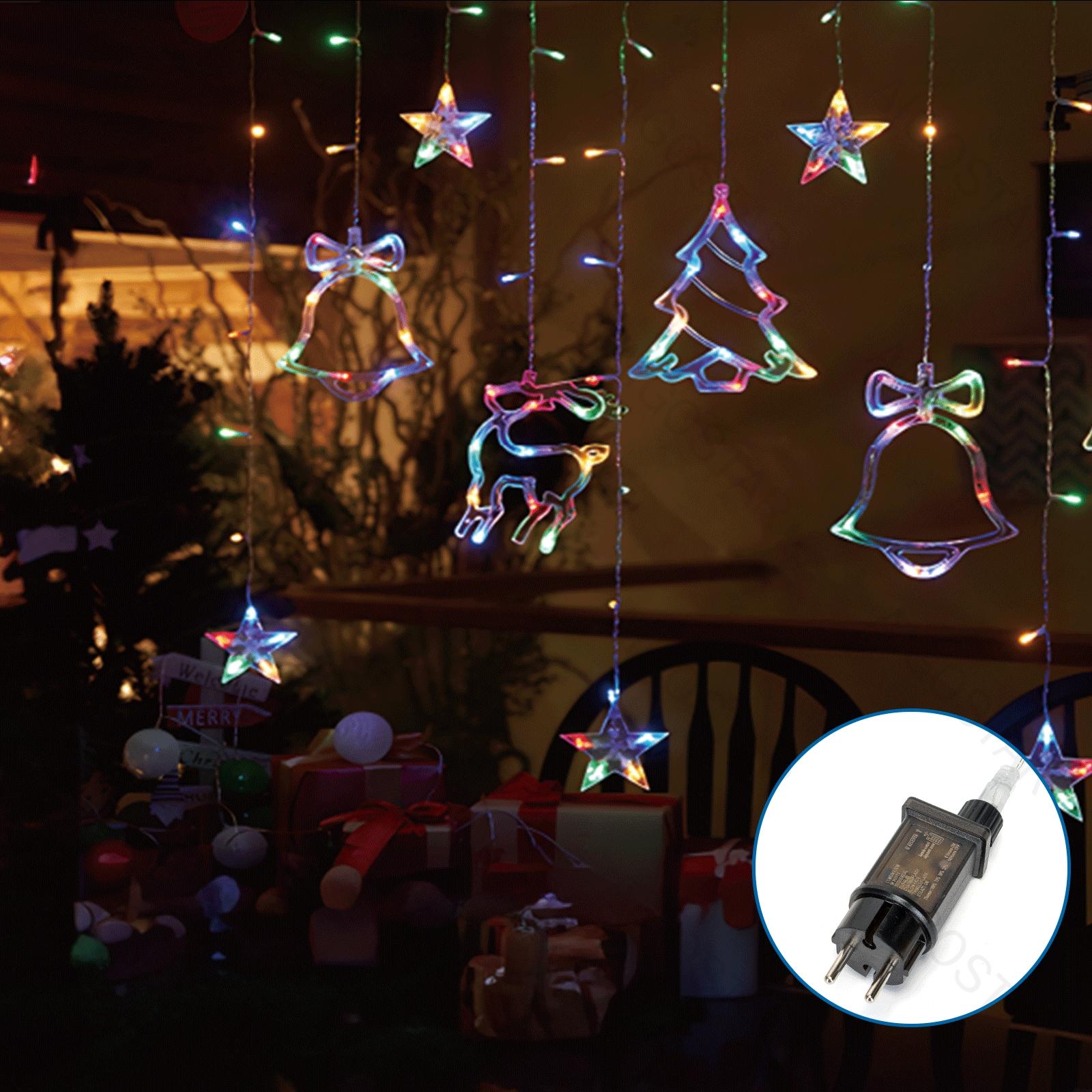 Low voltage connectable string lights, bells&deers&Christmas trees (wave),RGBY, 3m+3m*0.6m, 12strips