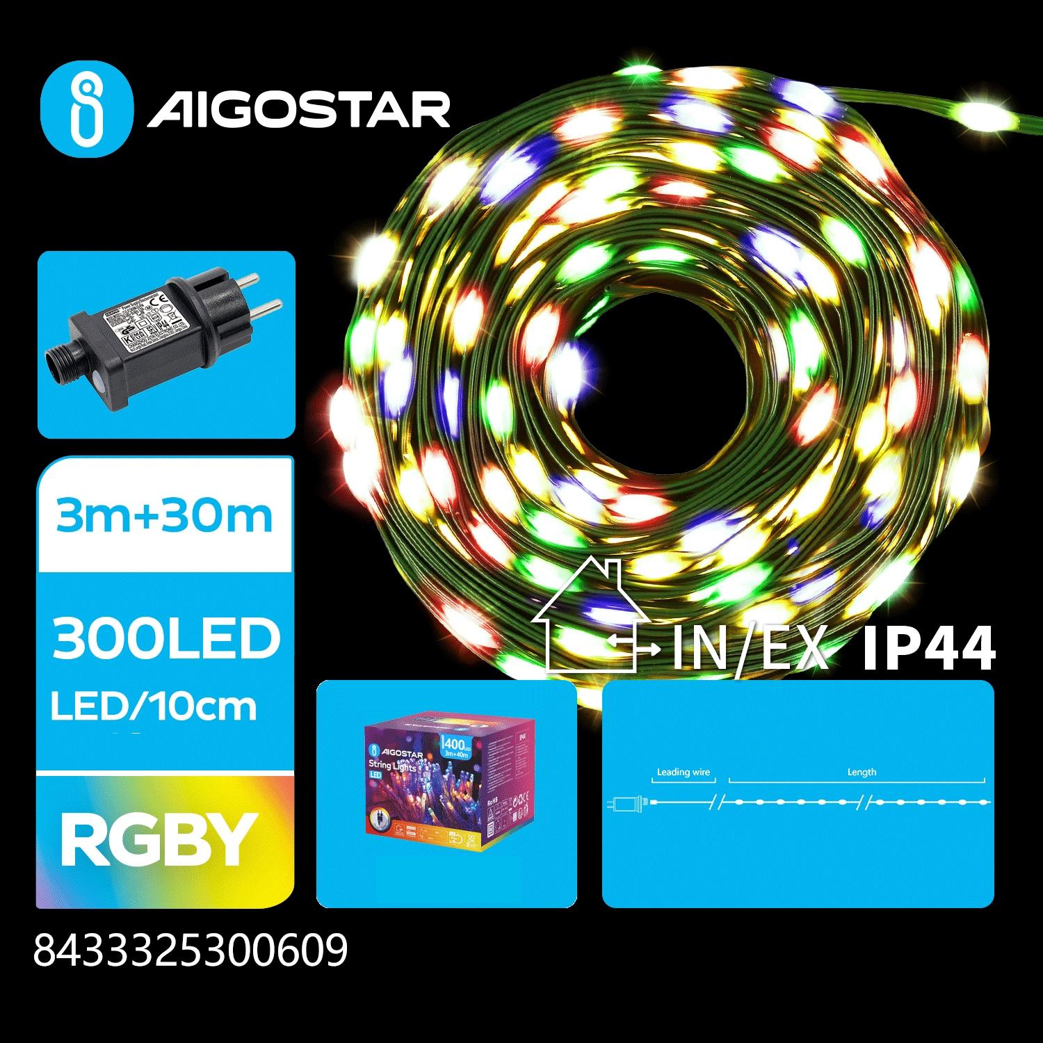 Low voltage string lights(PVC & copper), RGBY, 30m