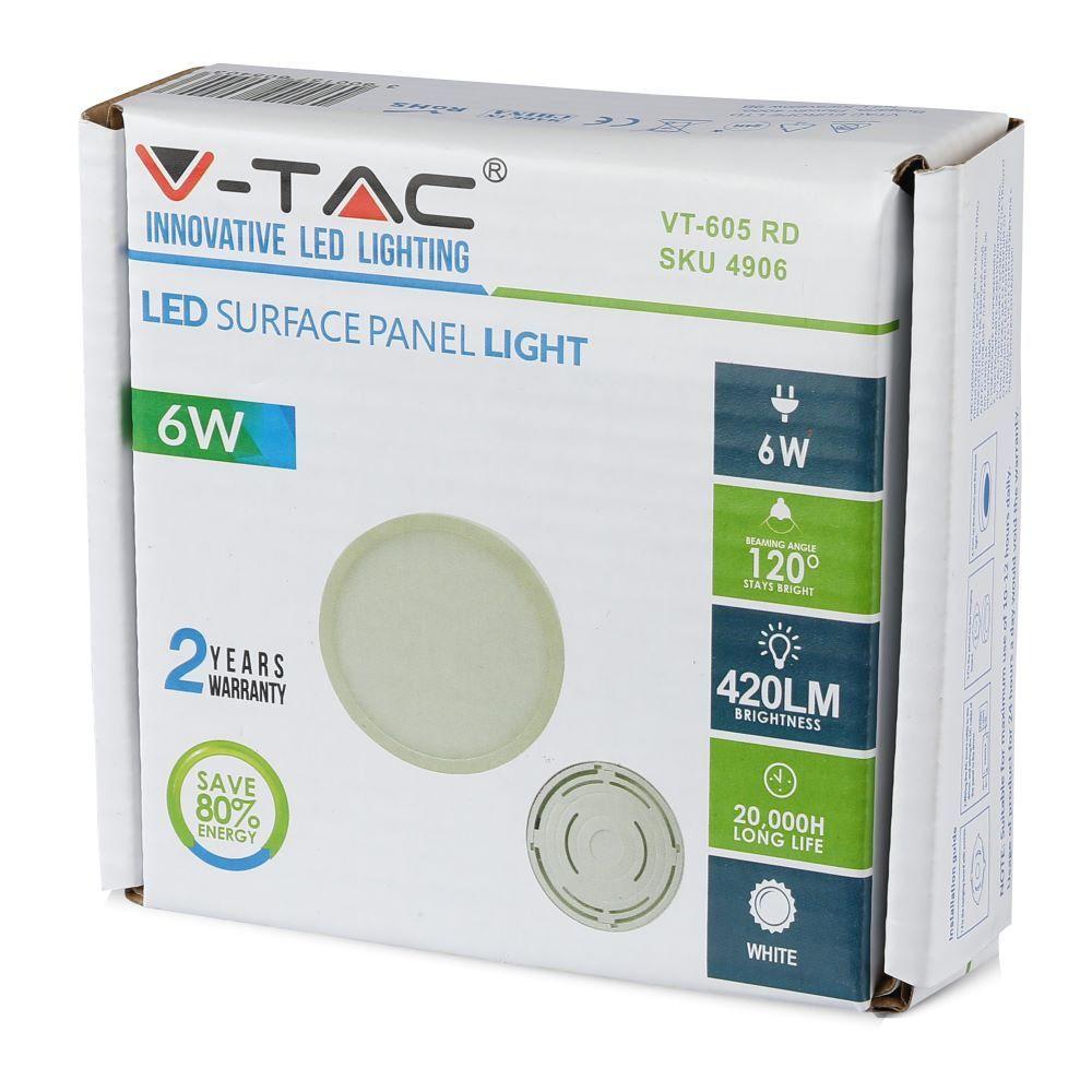 VT-605 6W LED SURFACE PANEL 4000K ROUND