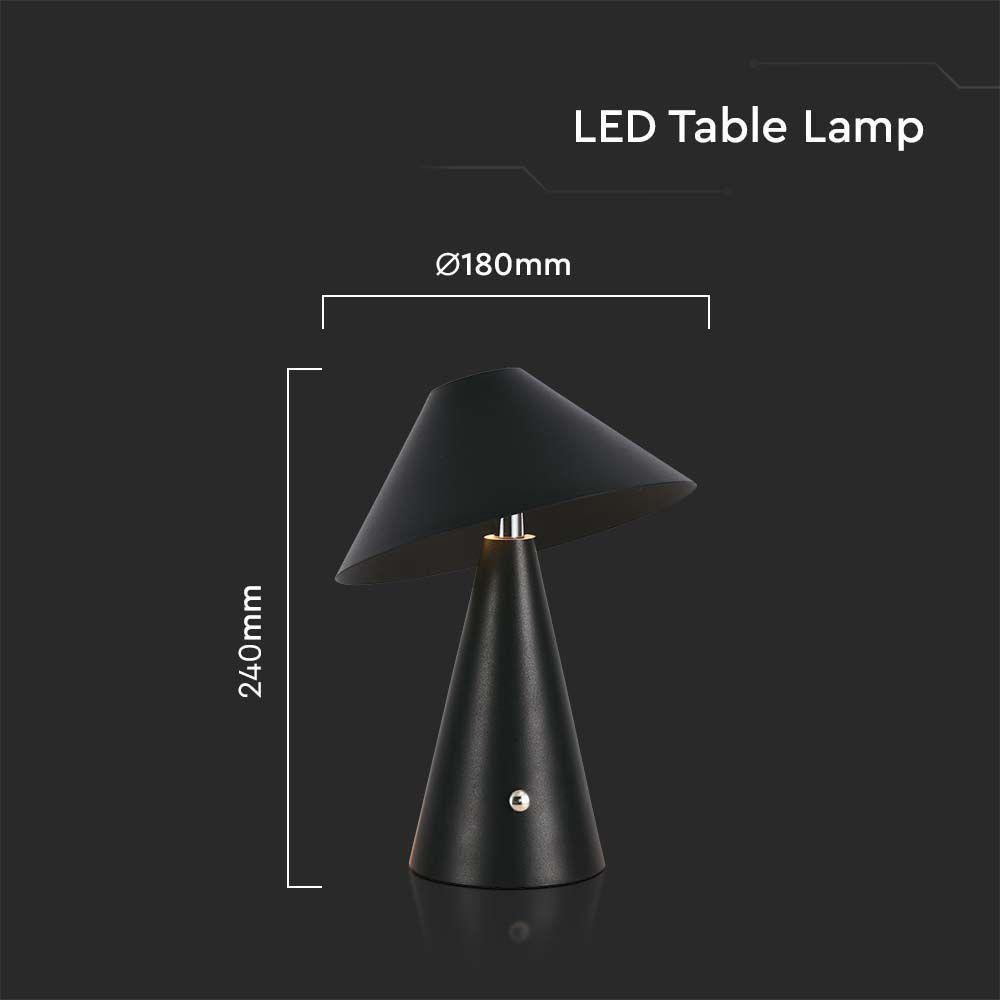 VT-1051 LED TABLE LAMP 1800mAH BATTERY D:180x240 3IN1 BLACK BODY