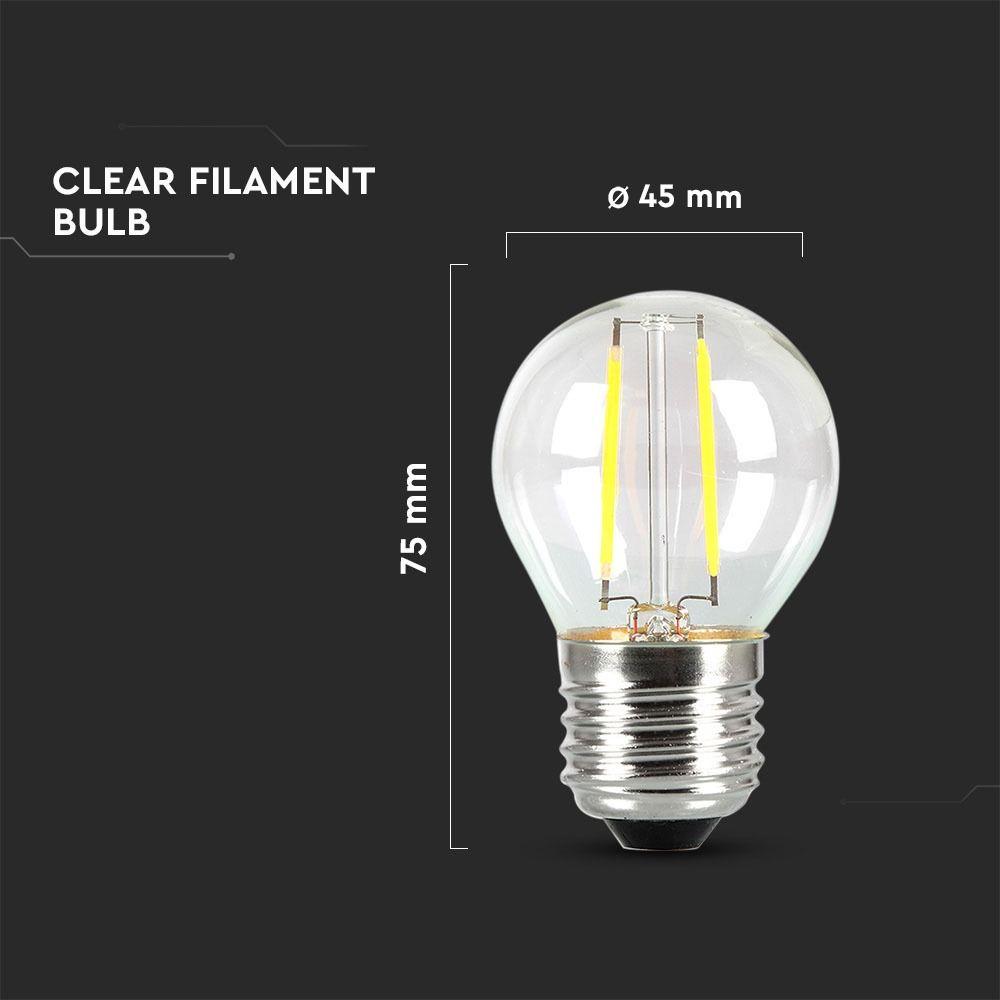 4W G45 Żarówka LED Filament, Klosz Transparentny, Chip SAMSUNG, Barwa:4000K, Trzonek:E27, VTAC, SKU 944