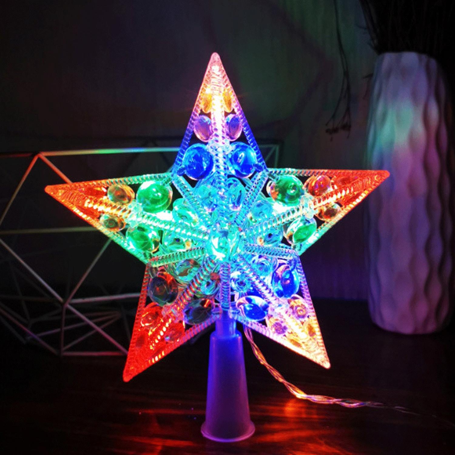 3AA Battery String Light, 17cm Tree Topper Star, RGBY