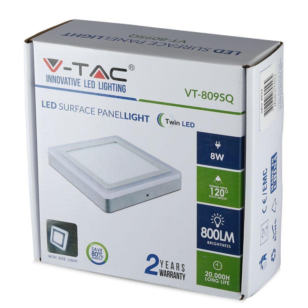 VT-809 8W LED SURFACE PANEL 4000K SQUARE