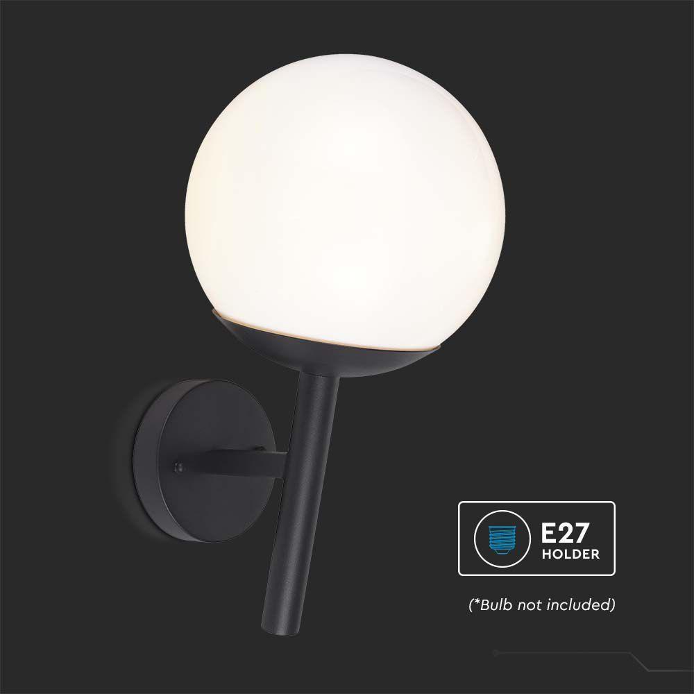 VT-1224 WALL LAMP(1*E27)-MATT BLACK-OPAL PLASTIC BALL