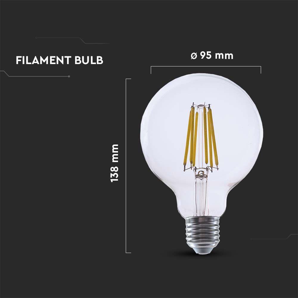 VT-2354 4W G95 FILAMENT BULB CLEAR COVER 3000K E27 210LM/W