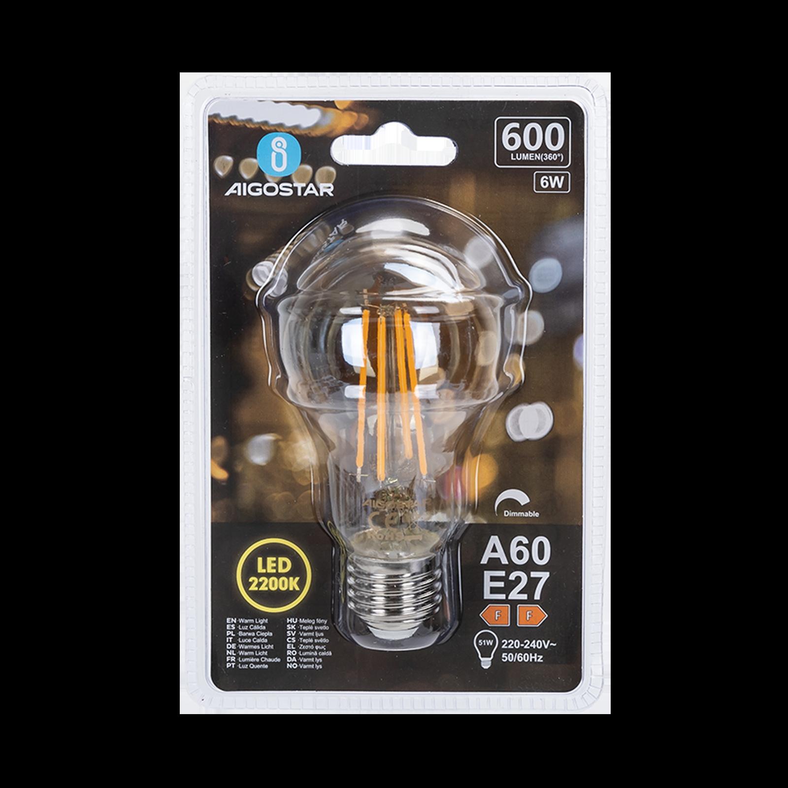 LED dimming filament A60 E27 6W 2200K