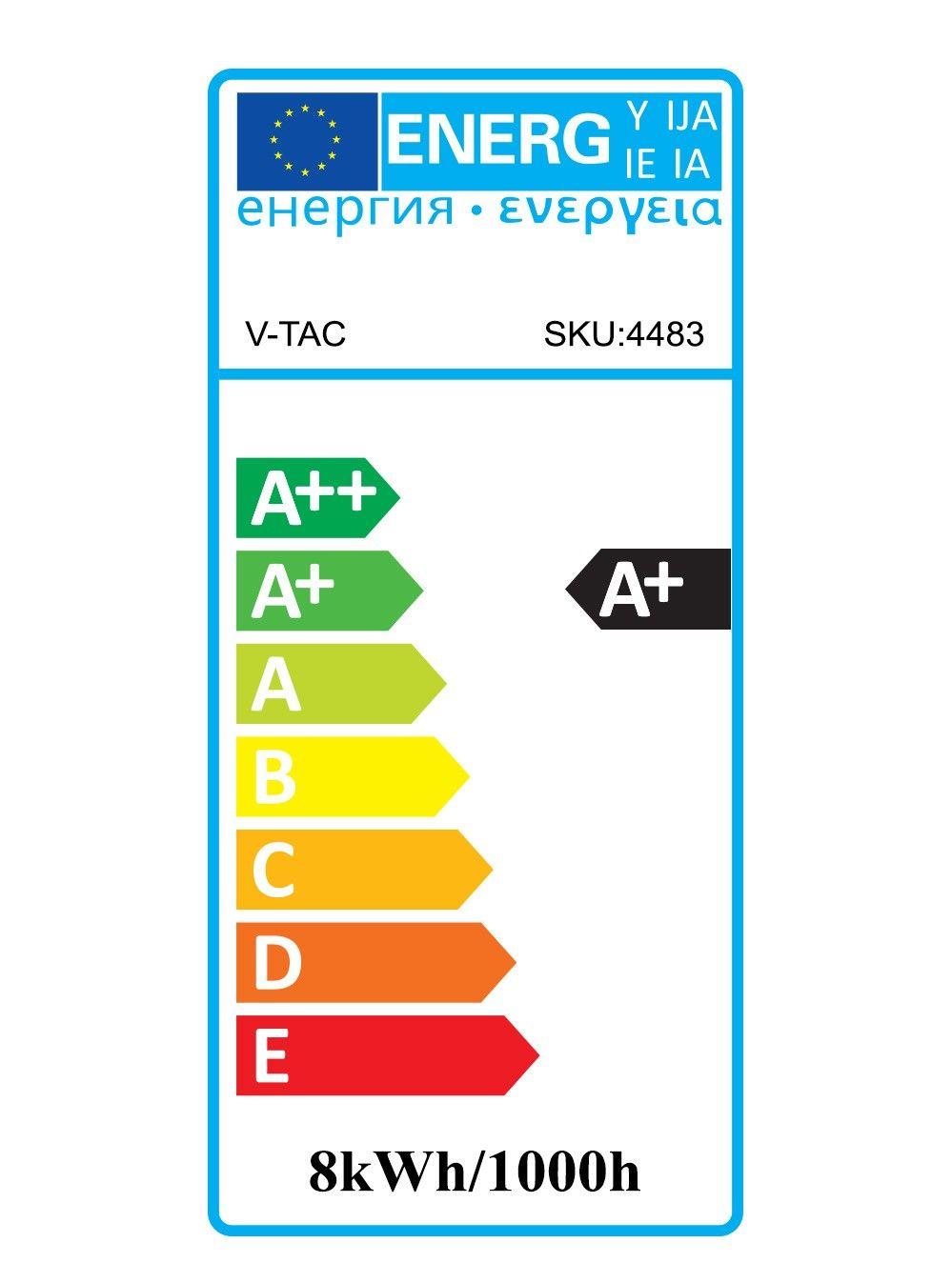 8W A67 Żarówka LED Filament, Klosz: Mleczny, Barwa:2700K, Trzonek:E27, VTAC, SKU 4483