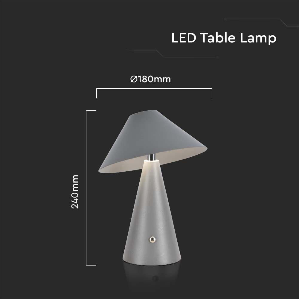 VT-1051 LED TABLE LAMP 1800mAH BATTERY D:180x240 3IN1 GREY BODY