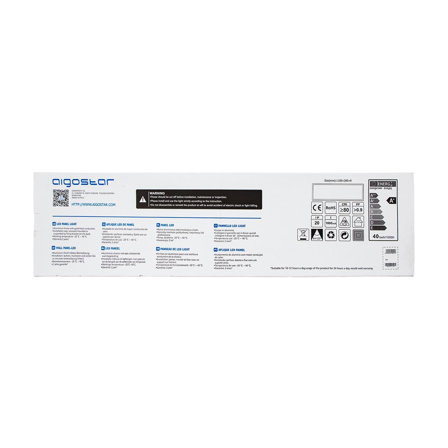 E5 MS Podświetlany panel świetlny 40W 4000K 295 x 1195 x 9 mm (40W,4000K,L1195*W295*H9mm)