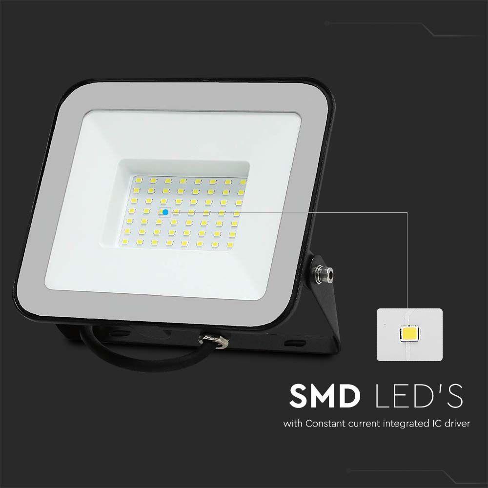 50W Naświetlacz LED SMD, Chip SAMSUNG, Barwa:6500K, Obudowa: Czarna, VTAC, SKU 10026