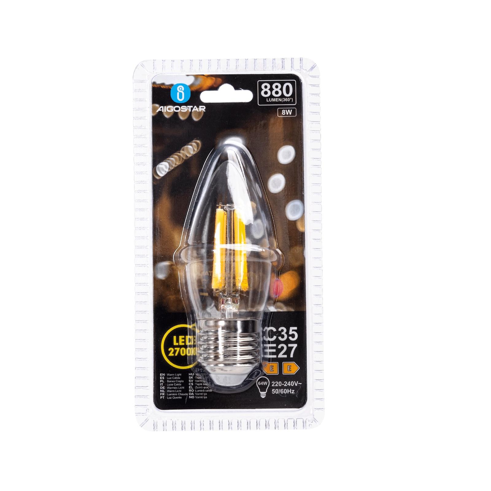 LED Filament Bulb (Clear) C35 E27 8W