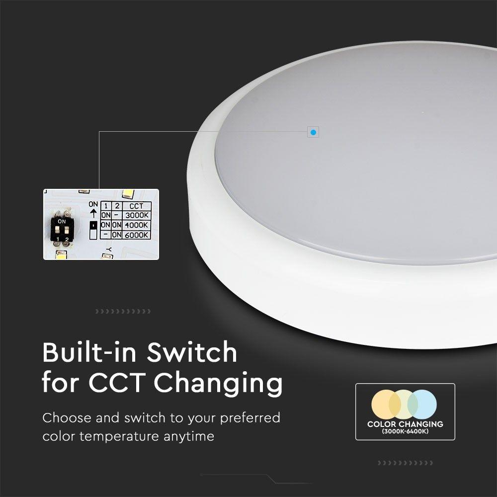 VT-14SES 14W LED DOME LIGHT(EMERGENCY BATTERY+SENSOR) SAMSUNG CHIP CCT:3IN1 IP65 3YRS WTY