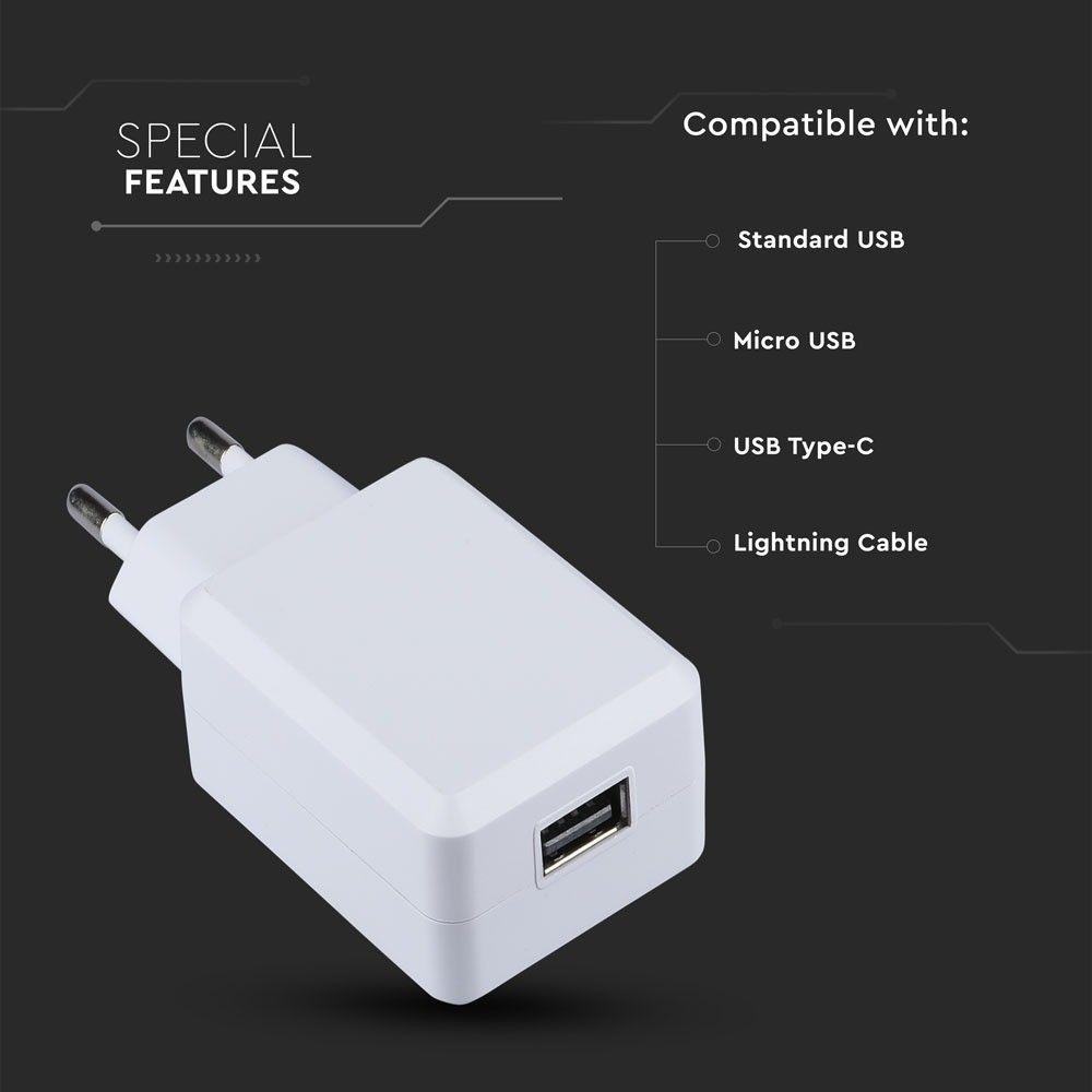 VT-1026 USB TRAVEL ADAPTOR WITH DOUBLE BLISTER PACKAGE-WHITE