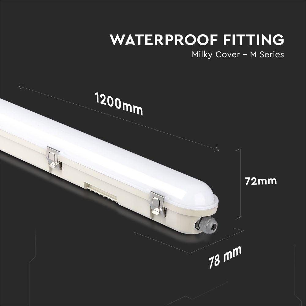 VT-120136 36W LED WATERPROOF FITTING 120CM SAMSUNG CHIP-MILKY COVER+SS CLIPS 6...