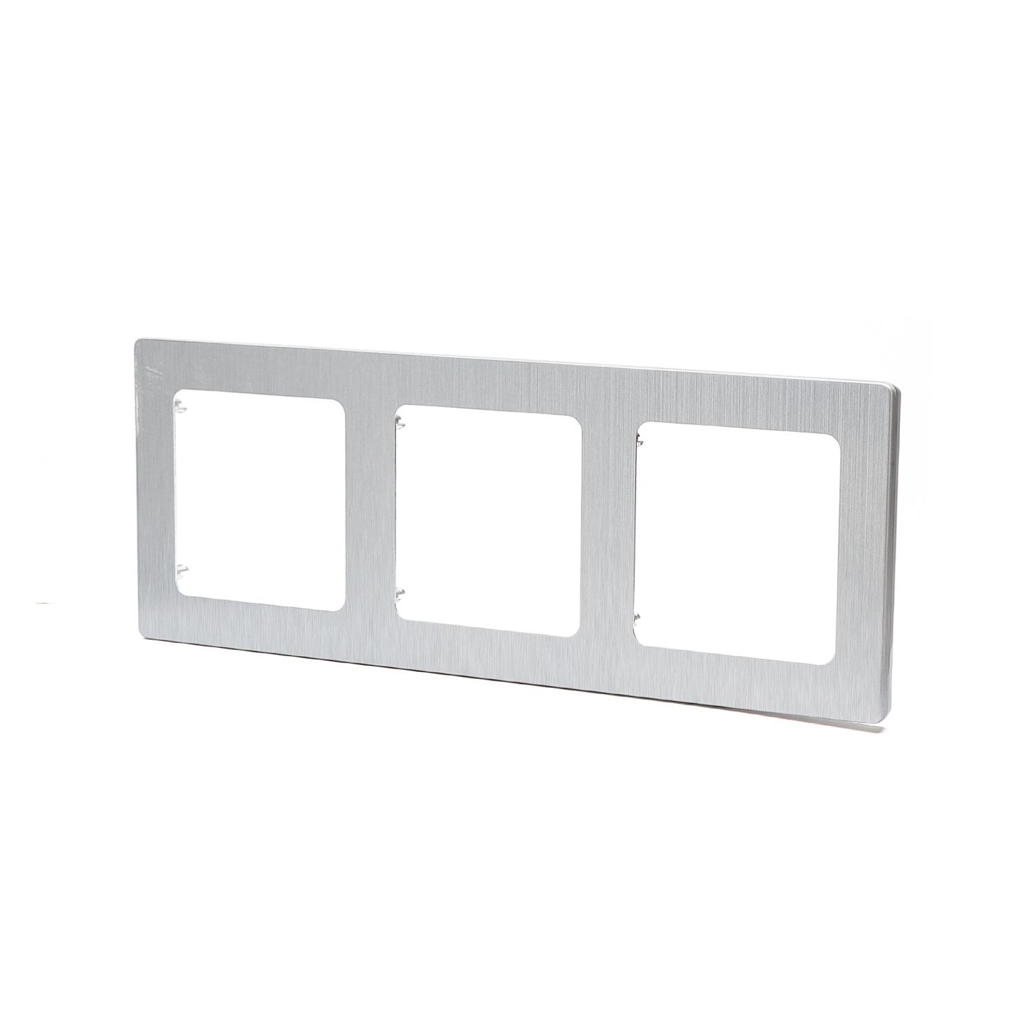 German-French Three Gang Aluminium Wall Plate Silver