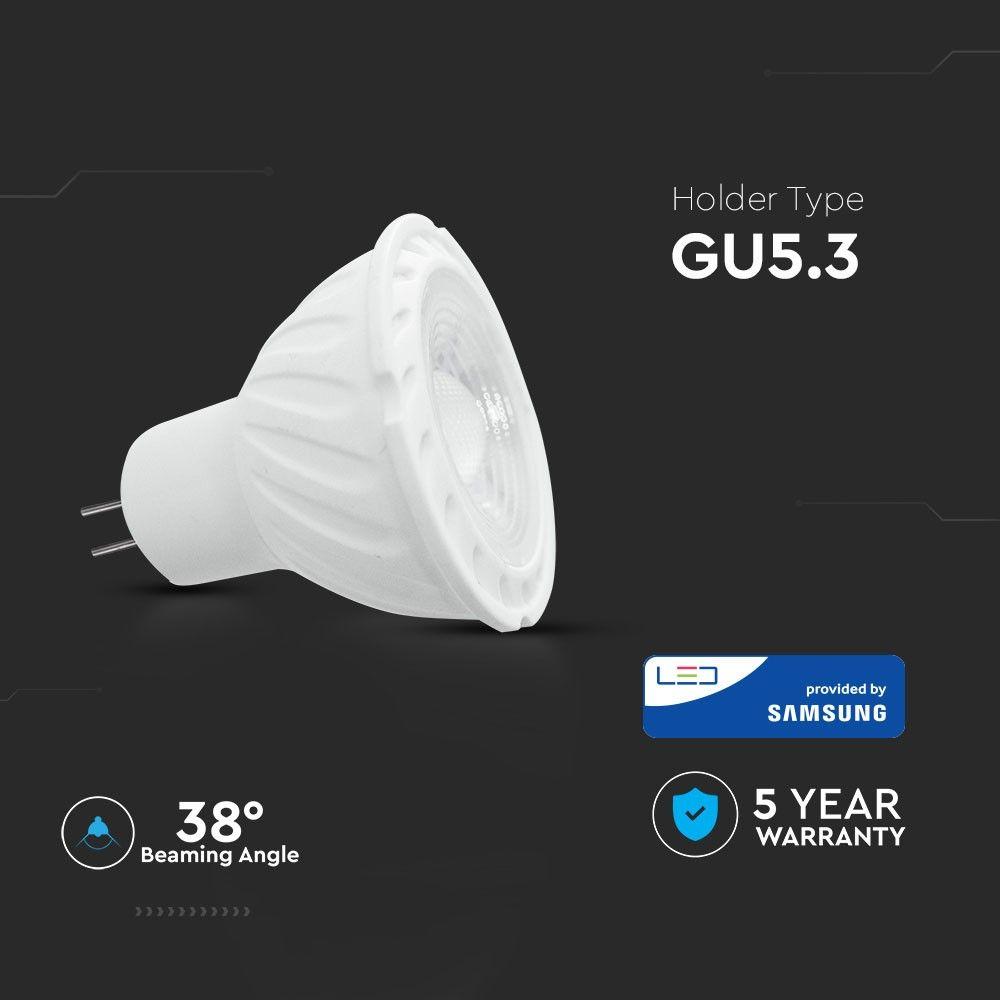 6.5W MR16 Żarówka LED, Chip SAMSUNG, Barwa:4000K, Kąt 38', Trzonek:G5,3, VTAC, SKU 208