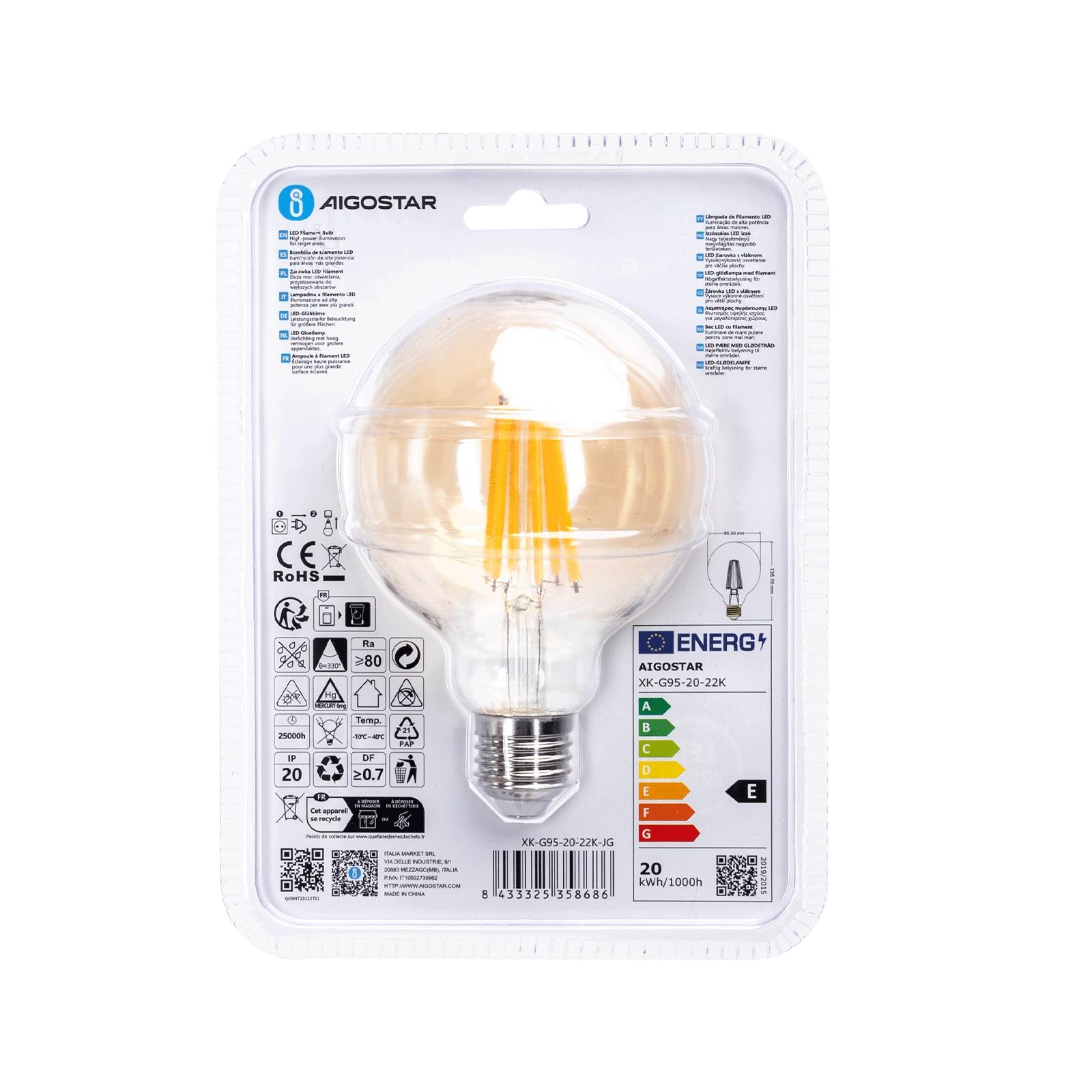 Żarówka LED Filament (Bursztynowa) G95 E27 20W