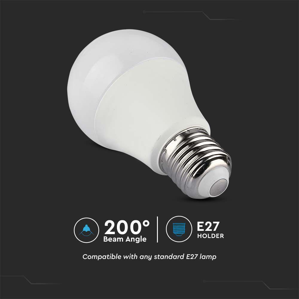 8.5W A60 Żarówka LED sterowana pilotem, Barwa:RGB+3000K, Trzonek:E27, VTAC, SKU 2925