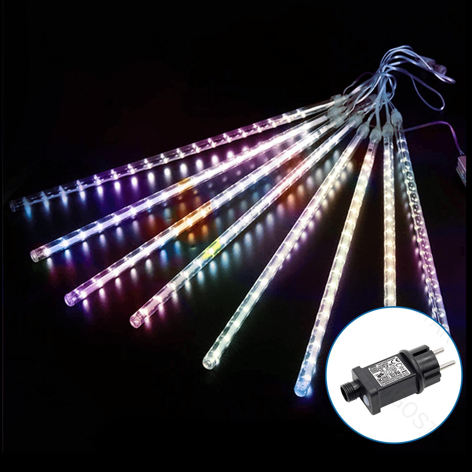 Low voltage 80cm- meteor shower string lights, RGBY, 3m+10m, 16strips