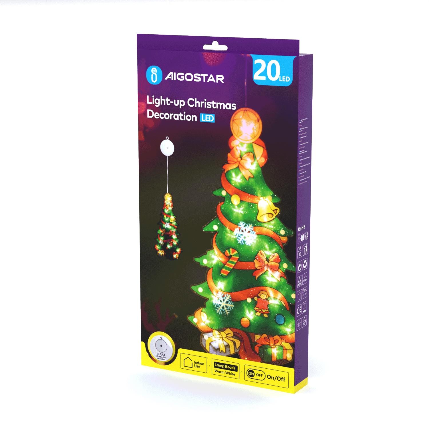 Battery powered pendant with suction cup Christmas tree, large, warm white