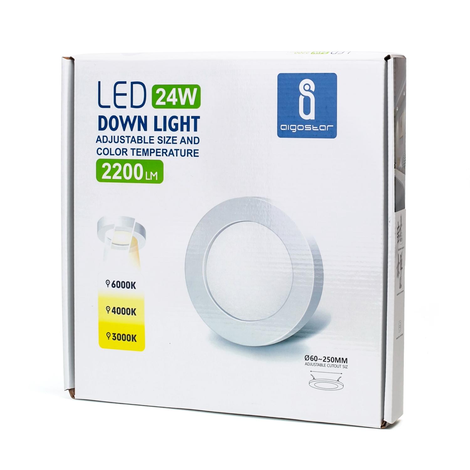 Downlight okrągły LED E6 24W Regulowana wielkość i temperatura koloru (24W,3000K/4000K/6000K,2200lm)