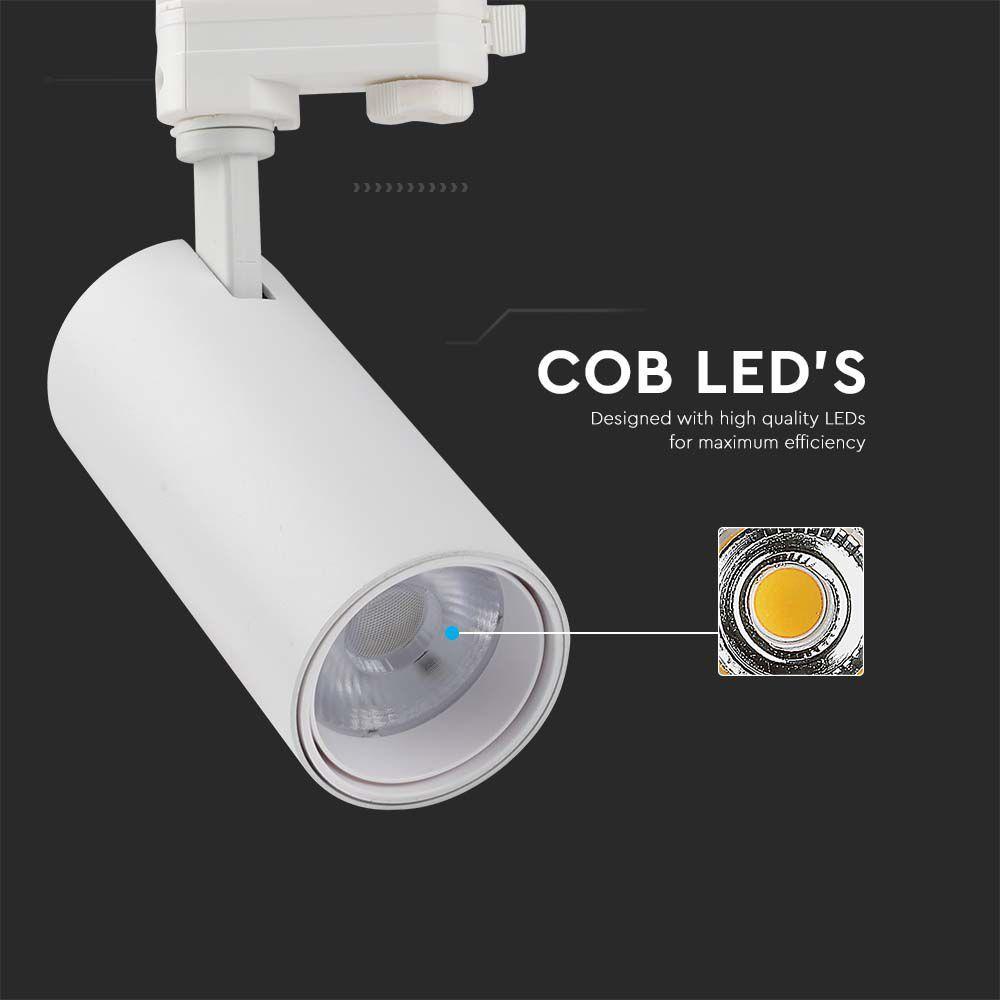 VT-47030 30W COB LED TRACKLIGHT 3IN1 WHITE BODY, WHITE REFLECTOR, WHITE BACK COVER