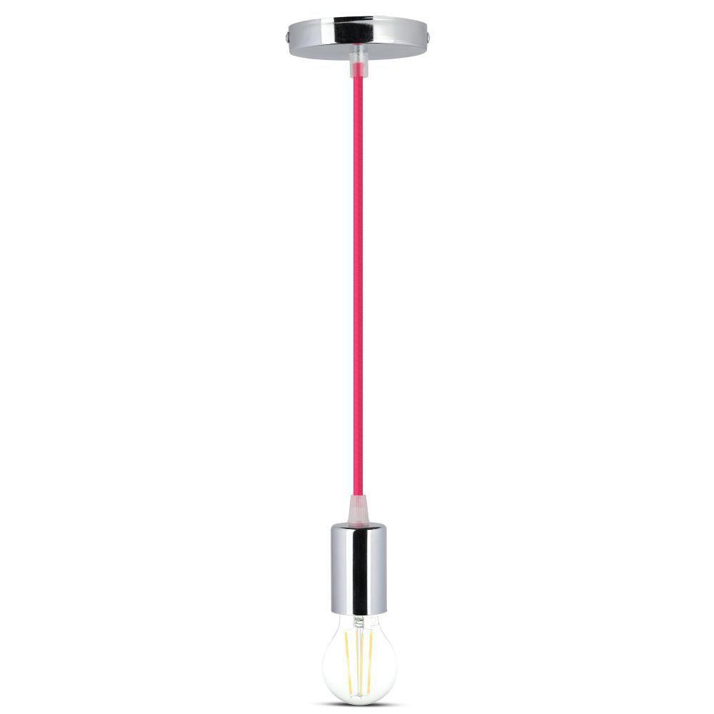 VT-7338 E27 CHROME METAL CUP PENDANT LIGHT-ROSE RED