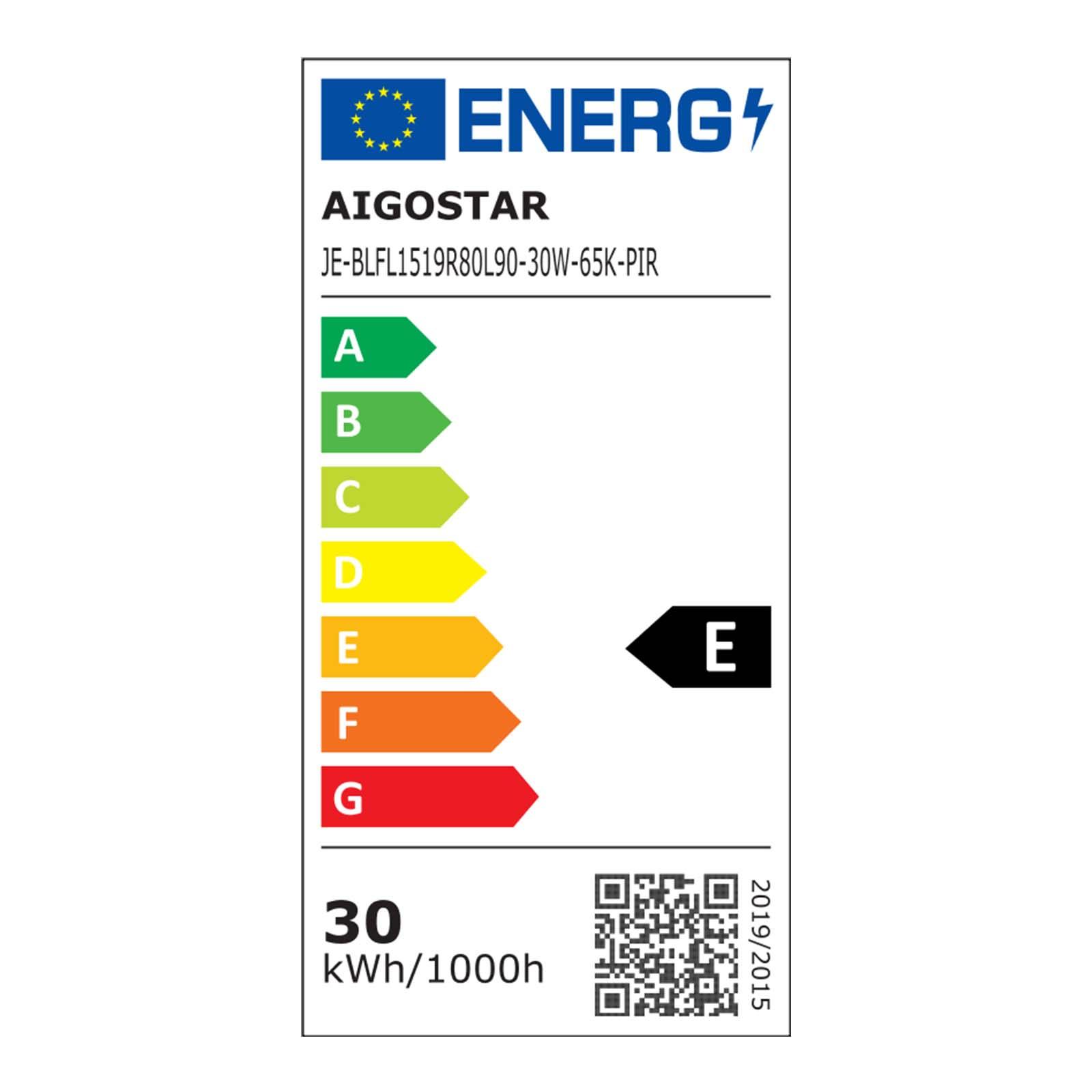 Naświetlacz LED z matową osłoną i czarną obudową, z czujnikiem ruchu, 30W, 6500K