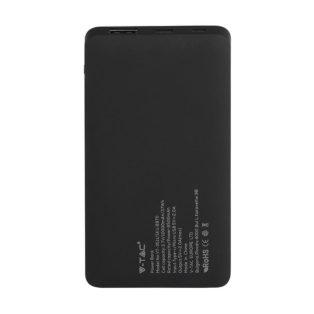 Power Bank, Litowo Polimerowy - 3.7V, 10000mAh, Biały, VTAC, SKU 8870