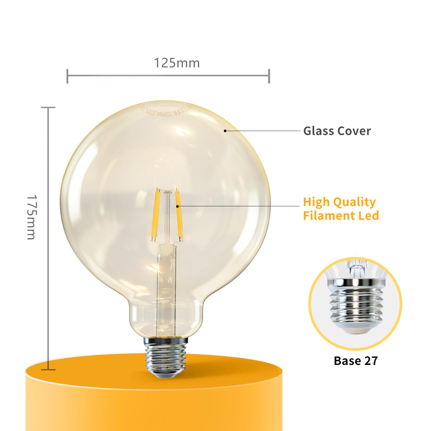 LED Filament Bulb (Amber) G125 E27 4W