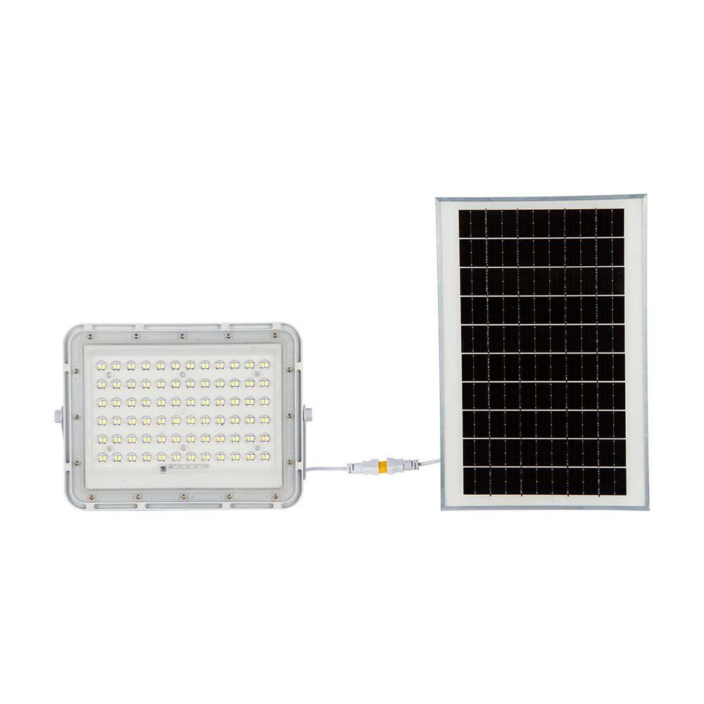 15W Solarny naświetlacz LED z czujnikiem zmierzchu, Panel z przewodem: 3m, Pilot, Bateria 12000mAh/ Barwa:6400K, Obudowa: Biała, VTAC, SKU 7843