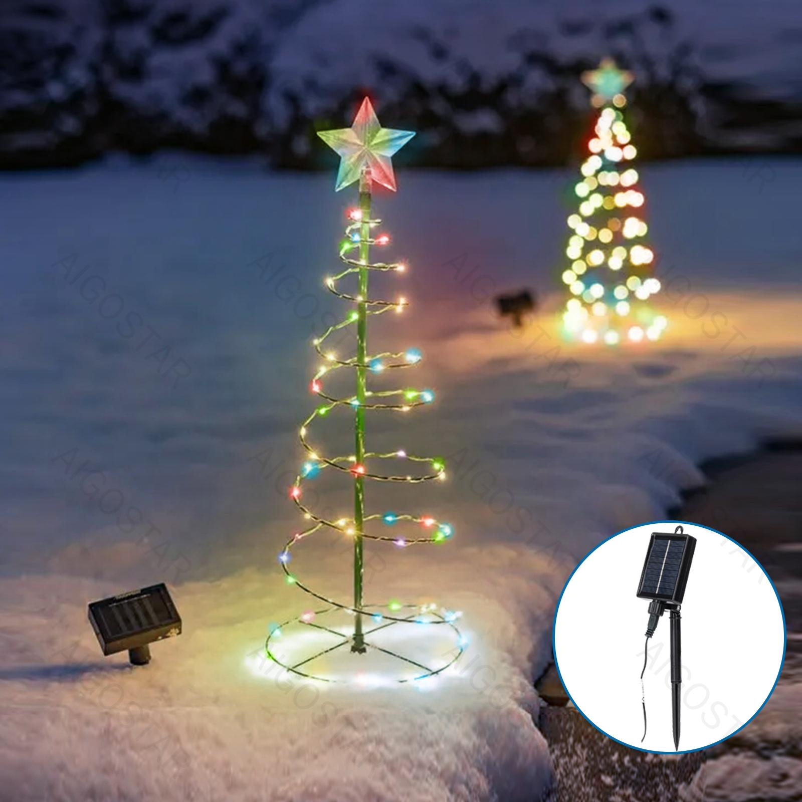 Solar light-up Christmas cone tree decoration, RGBY, 3m+1m