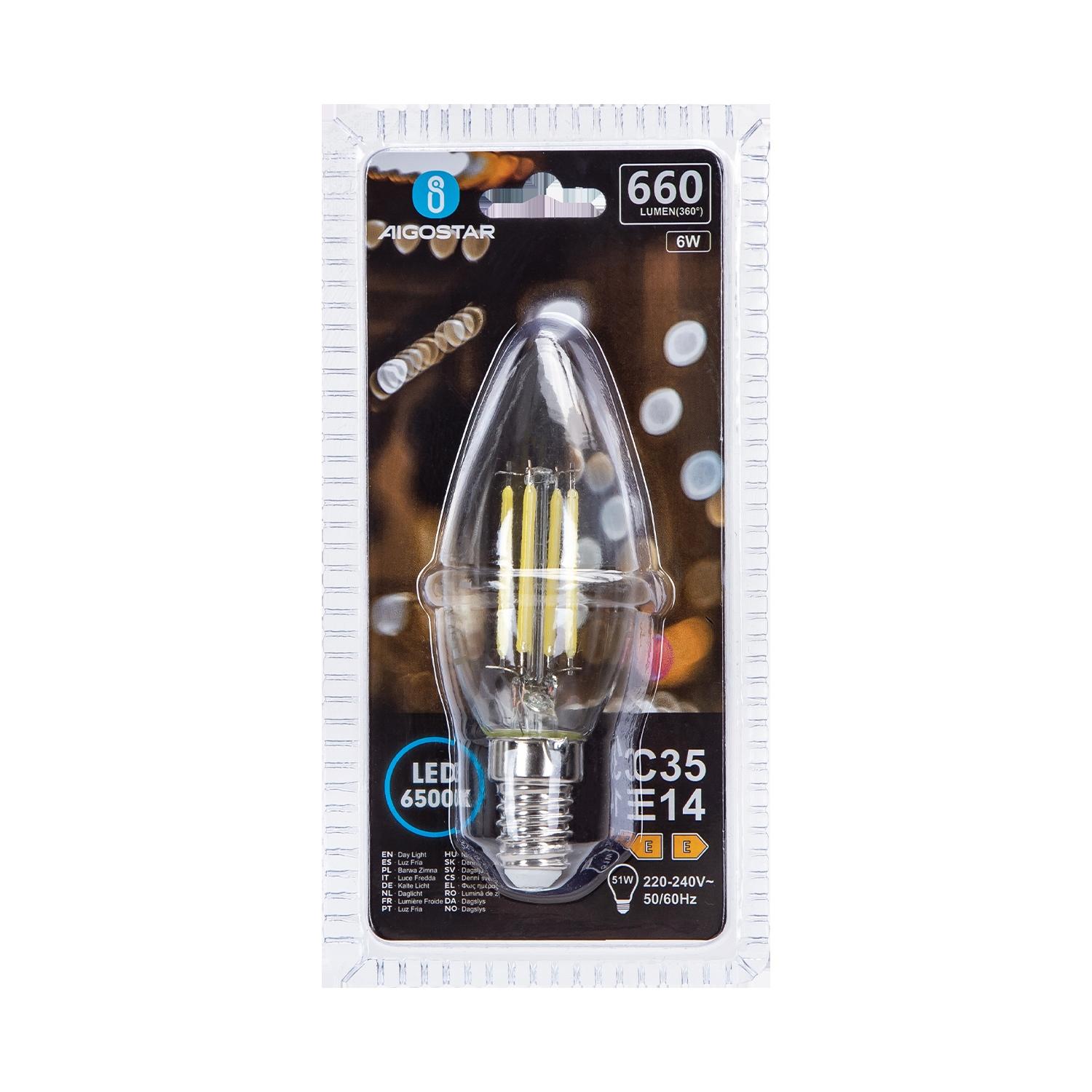 LED Filament Bulb (Clear) C35 E14 6W