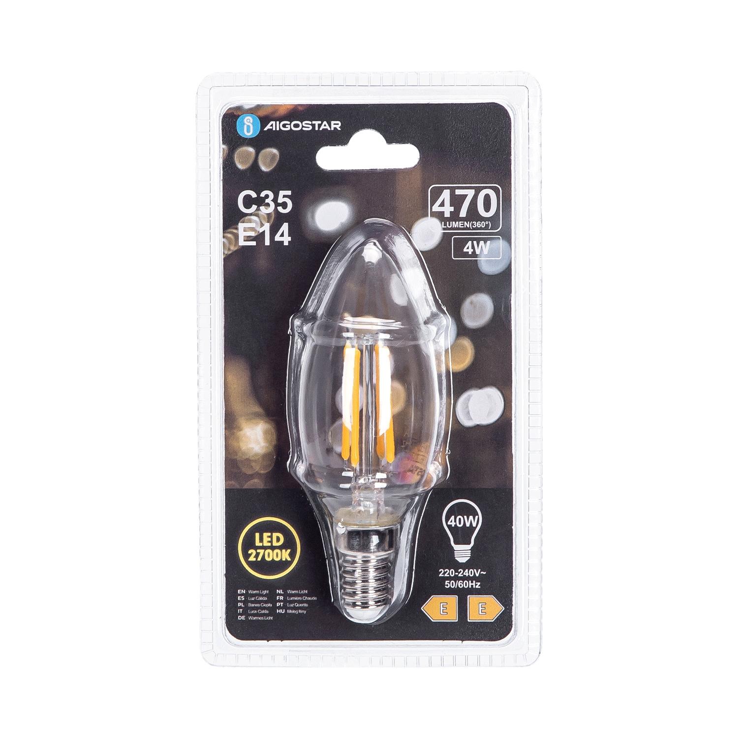 LED Filament Bulb (Clear) C35 E14 4W