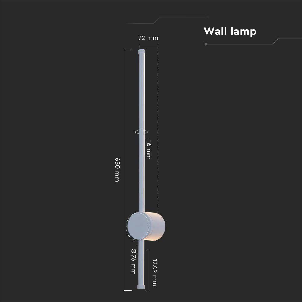 12W Lampa ścienna LED, Barwa: 3000K, Obudowa: Biały, IP54, Pionowa, VTAC, SKU 6832