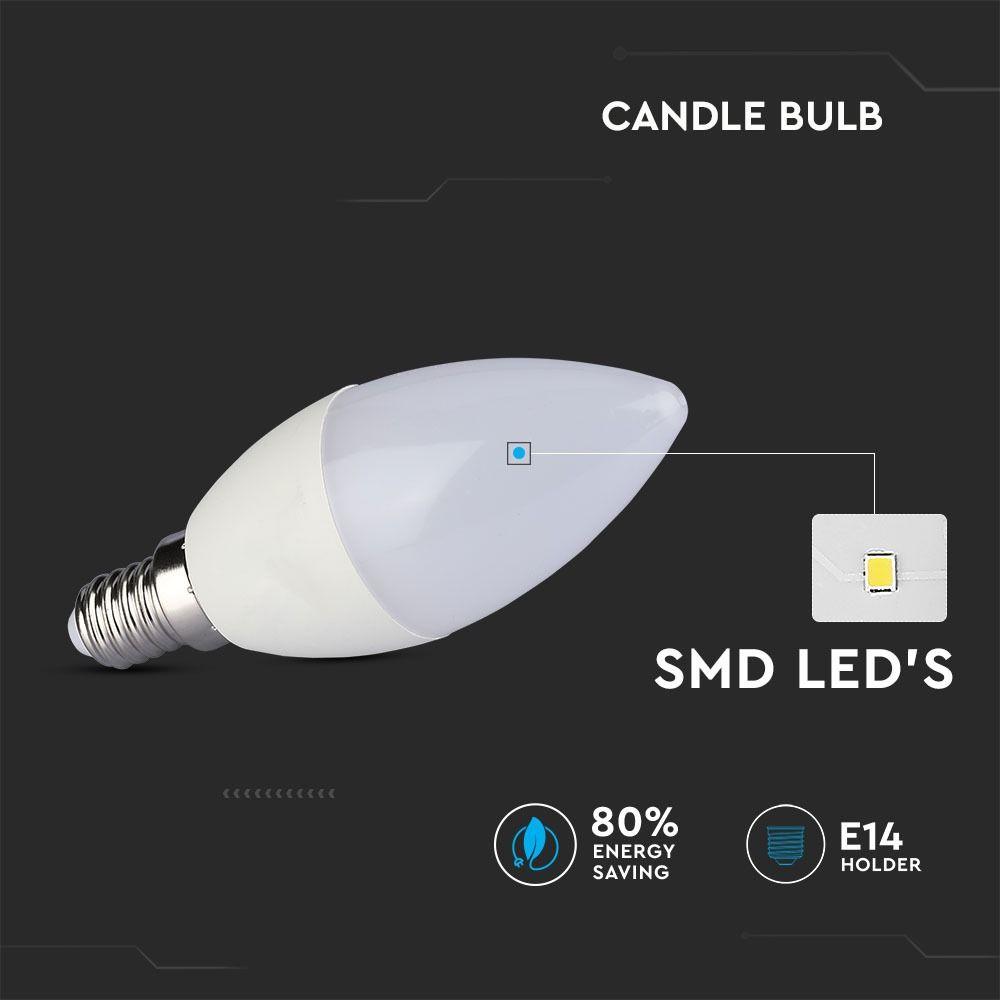 VT-2246 5.5W LED PLASTIC CANDLE BULB 2700K E14 6PCS/PACK