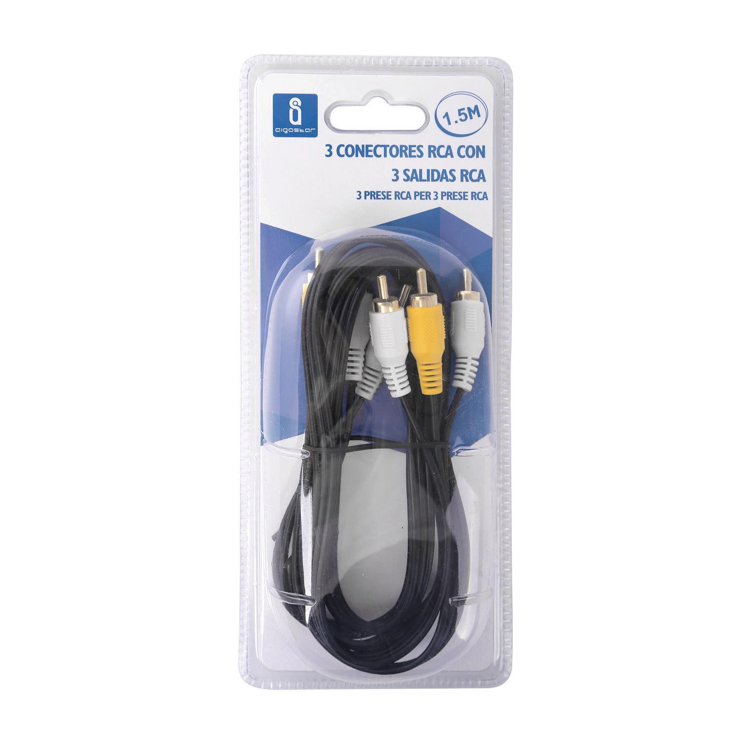 Audio Cable 3RCA Plugs to 3RCA Plugs 1.5m Black