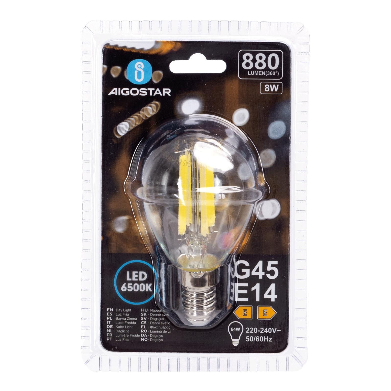 Żarówka LED Filament (Przezroczysta) G45 E14 8W