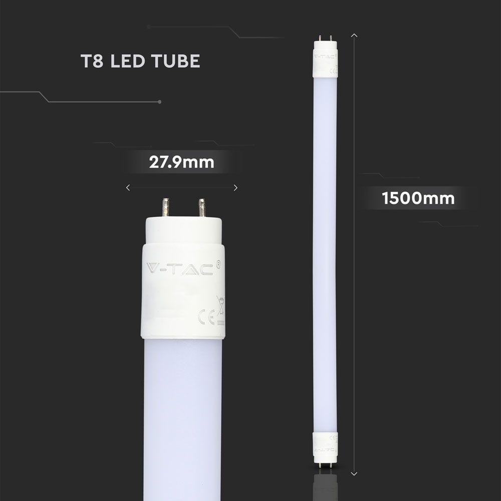 15W Świetlówki LED T8 150cm, Barwa:6400K, Trzonek:G13, Skuteczność 160lm/W, VTAC, SKU 6482