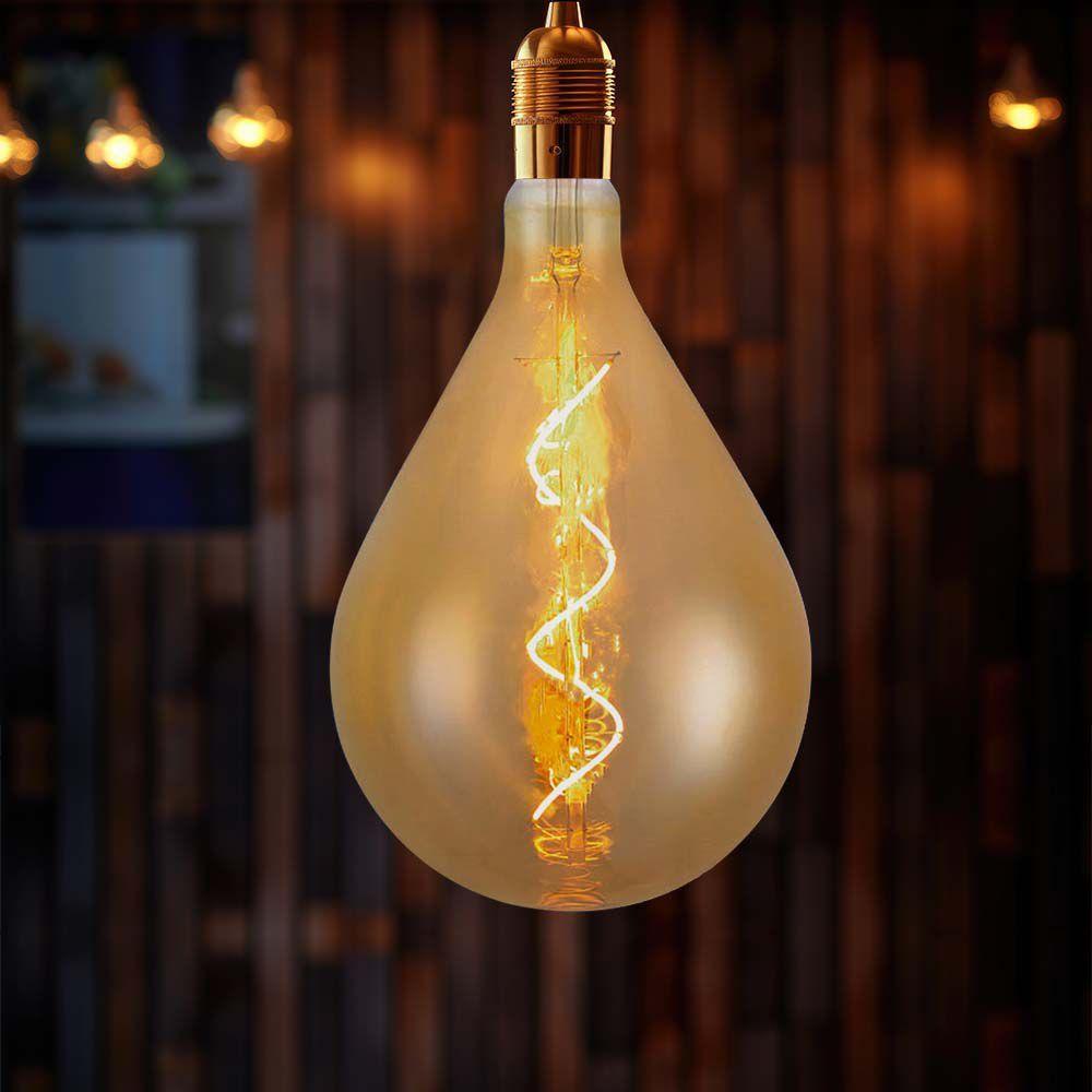 4W A160 Żarówka LED Filament spiralny, Barwa: 2700K, Szkło: Bursztynowe , VTAC, SKU 23166