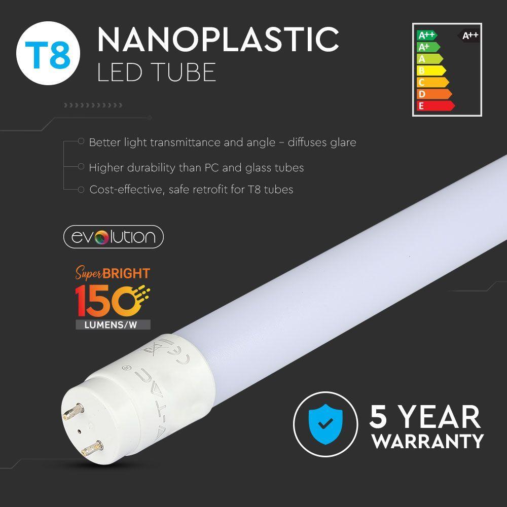 VT-1612 12W T8 LED PLASTIC TUBE NON-ROTATABLE-120CM 3000K G13(150LM/WATT)