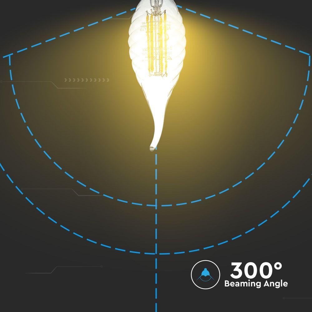 4W TWIST CF37 Żarówka LED Filament, Barwa:2700K, Ściemniana, Trzonek:E14, VTAC, SKU 4388