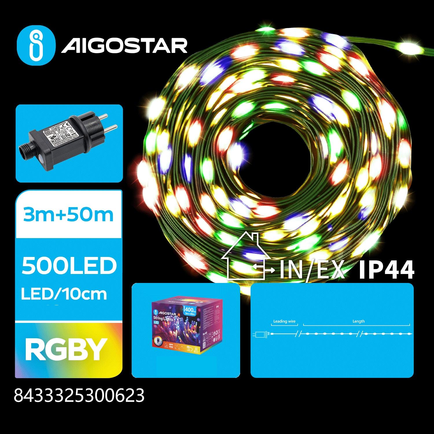 Low voltage string lights(PVC & copper), RGBY, 50m