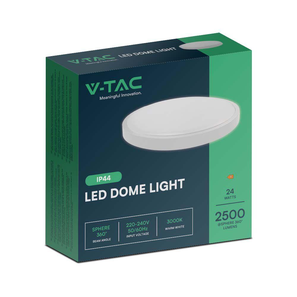 24W Plafon LED, Średnica: 295mm, Barwa:3000K, Klosz: Okrągły mleczny biała ramka, IP44, VTAC, SKU 76181