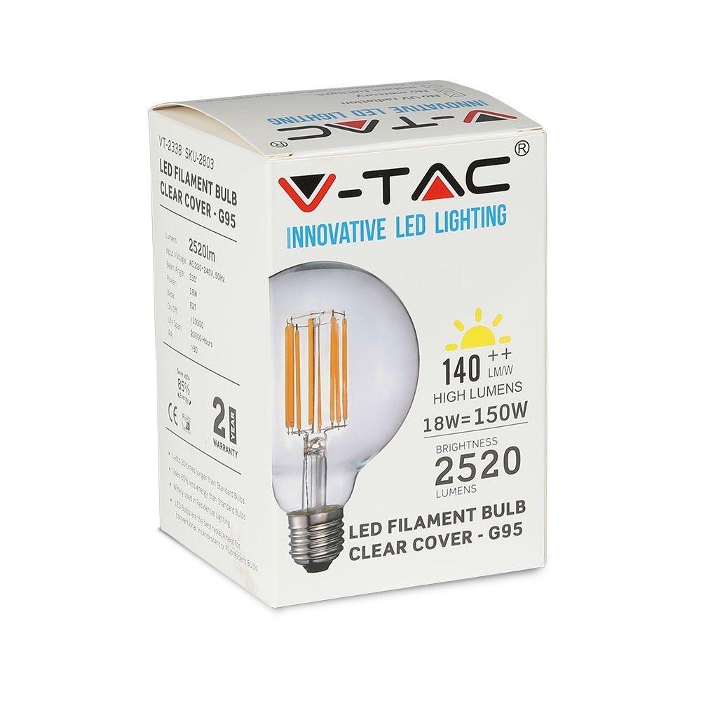 VT-2338 18W G95 LED FILAMENT BULB 3000K E27(135LM/WATT)