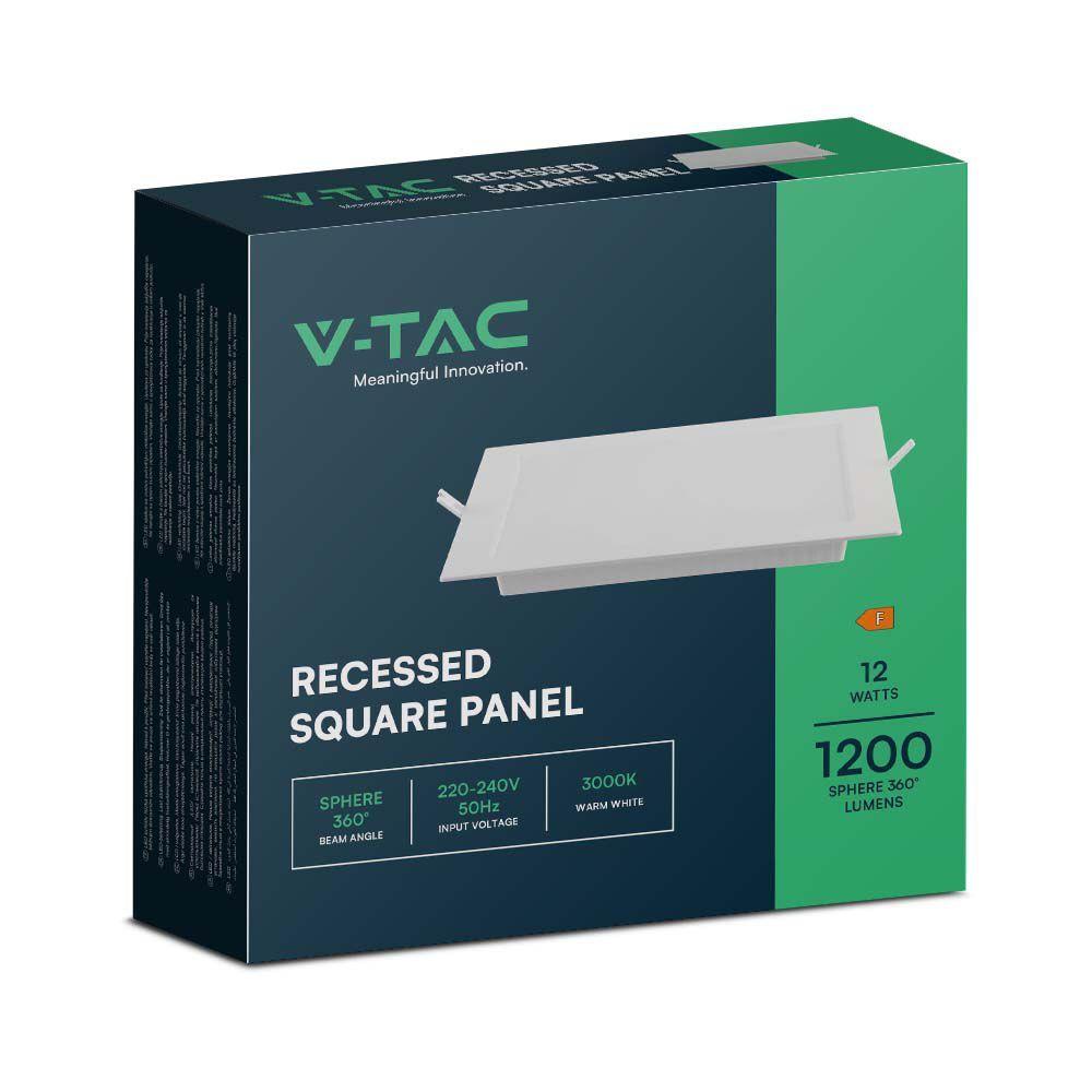 VT-61012 12W BACKLIT RECESSED PANEL 6500K SQ