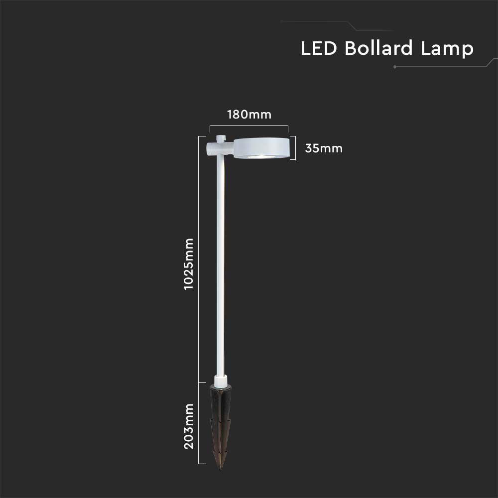 7W LED Słupek ogrodowy, Barwa: 4000K, Obudowa: Biały, IP54 , VTAC, SKU 6837