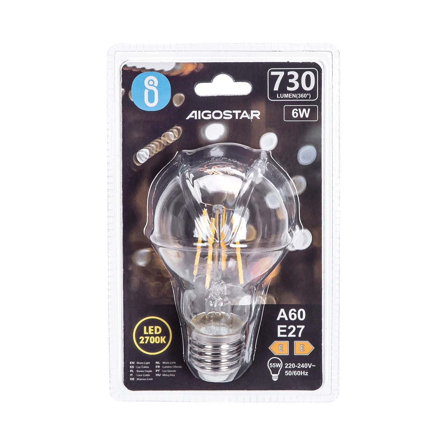 LED Filament Bulb (Clear) A60 E27 6W