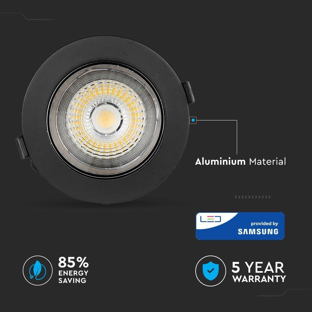 VT-2-23 20W LED REFLECTOR COB DOWNLIGHT SAMSUNG CHIP 3000K BLACK HOUSING