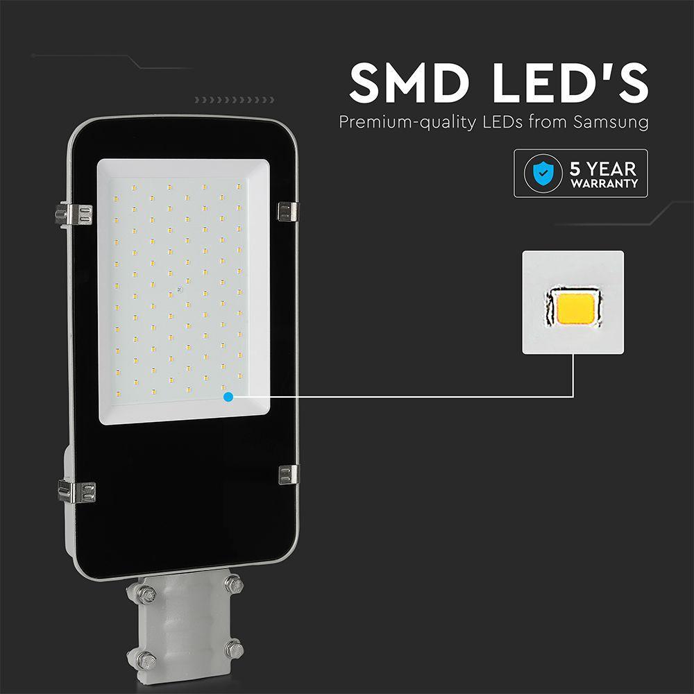 50W Lampa uliczna LED, Chip SAMSUNG, Barwa:4000K, Obudowa: Szara, VTAC, SKU 21527